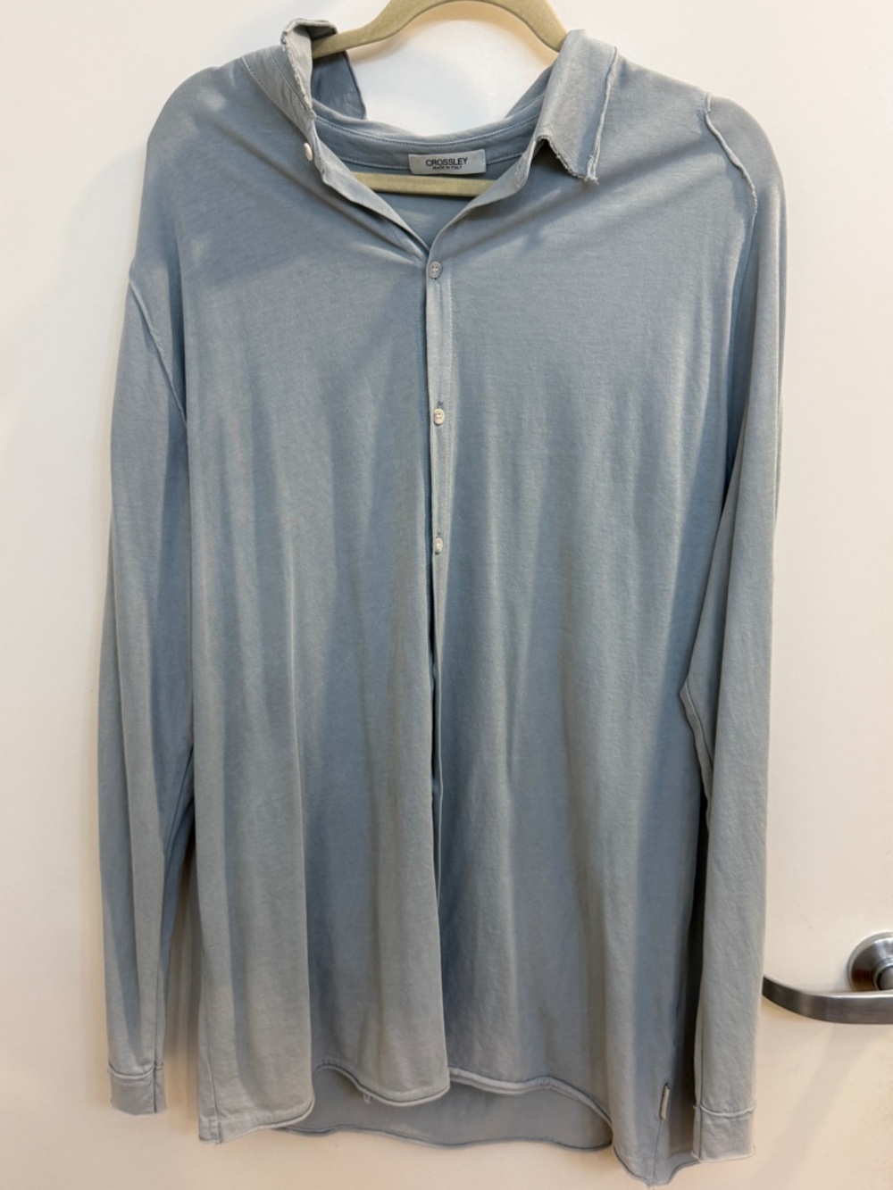 Crossley Pale Blue Long Sleeve Casual Button-Down Shirt